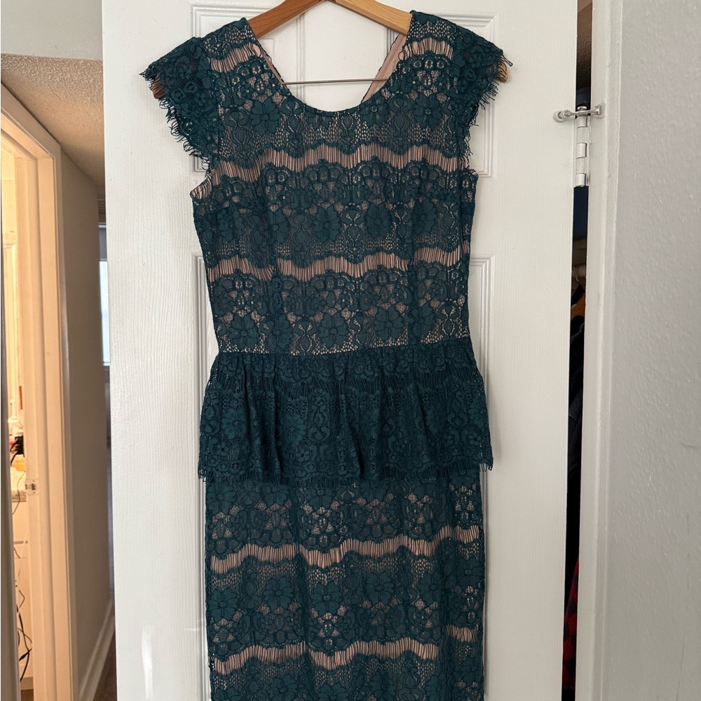 Maeve Anthropologie Teal Sheath Dress with Flutter Cap Sleeves